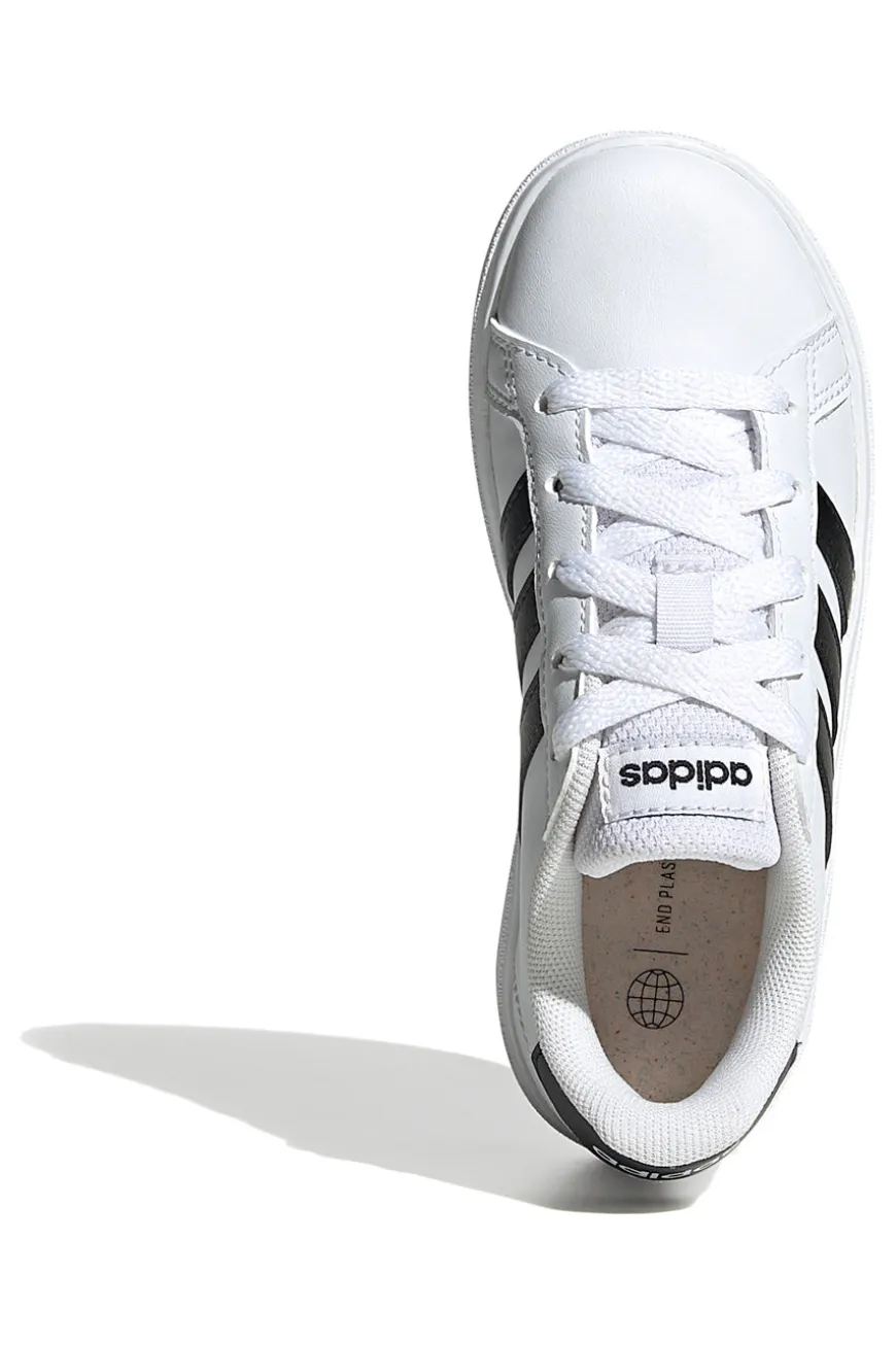 Adidas Grand Court 2 K Weiße Sneakers mit schwarzen Streifen