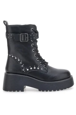 Anfibi Neri Flatform con Borchie e Cinturino Me&Me RQ24W16B-ME u0026 ME Outlet