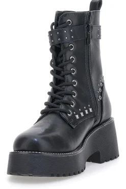 Anfibi Neri Flatform con Borchie e Cinturino Me&Me RQ24W16B-ME u0026 ME Outlet