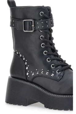 Anfibi Neri Flatform con Borchie e Cinturino Me&Me RQ24W16B-ME u0026 ME Outlet