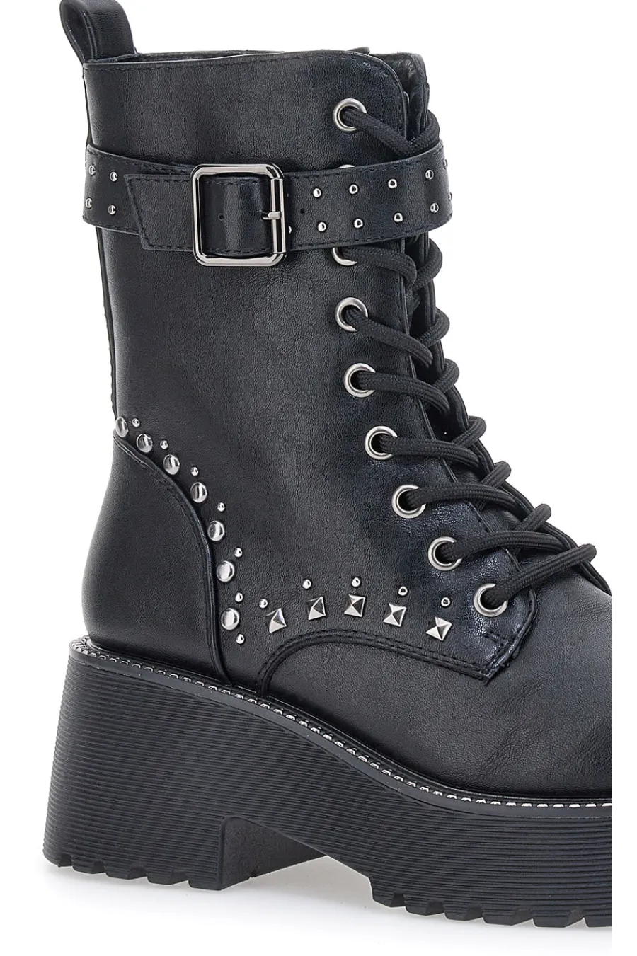 Anfibi Neri Flatform con Borchie e Cinturino Me&Me RQ24W16B-ME u0026 ME Outlet