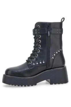 Anfibi Neri Flatform con Borchie e Cinturino Me&Me RQ24W16B-ME u0026 ME Outlet