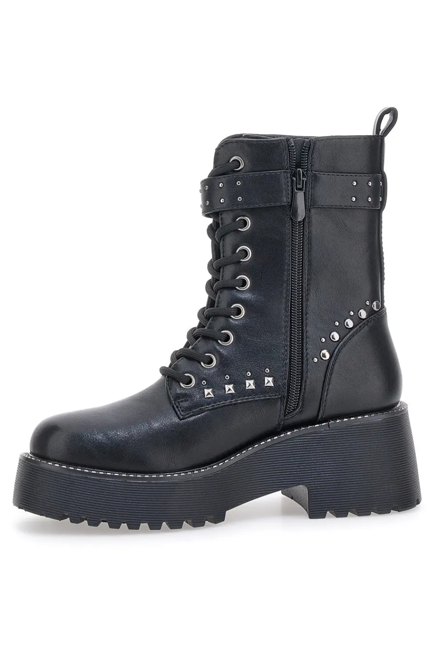 Anfibi Neri Flatform con Borchie e Cinturino Me&Me RQ24W16B-ME u0026 ME Outlet