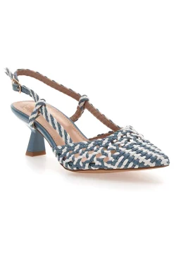 Slingback-Sandalen mit spitzer Zehenpartie und gewebtem Obermaterial 601-MON DIEU New