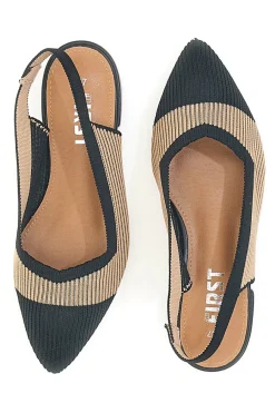 Ballerine beige e nere in tessuto con soletta morbida PRESZ11-THE FIRST Outlet
