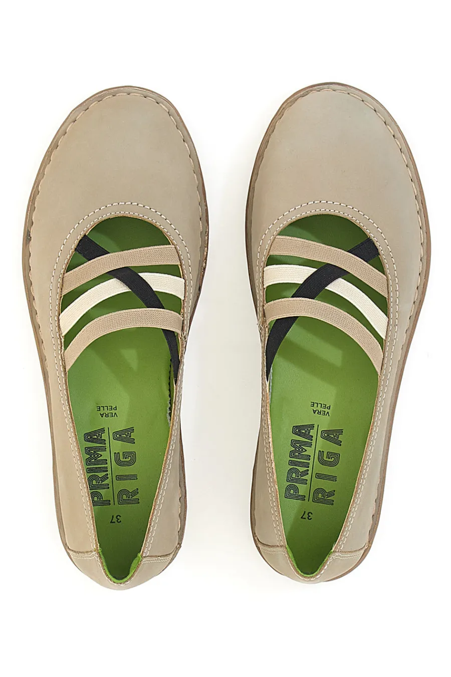 Ballerine beige in vera pelle con fasce elastiche 19840FRUIT-PRIMA RIGA Sale