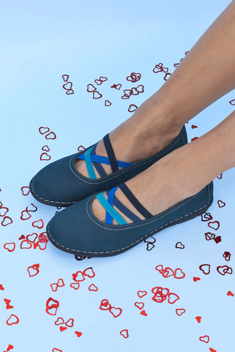 Ballerine blu in vera pelle con fasce elastiche 19840FRUIT-PRIMA RIGA