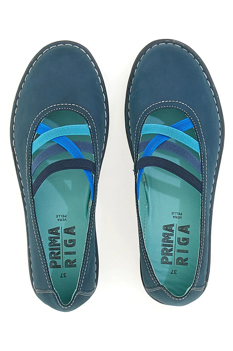 Ballerine blu in vera pelle con fasce elastiche 19840FRUIT-PRIMA RIGA