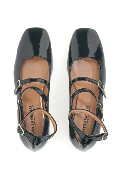 Ballerine Mary Jane Nere Con Tacco Basso C156-PITTARELLO Discount