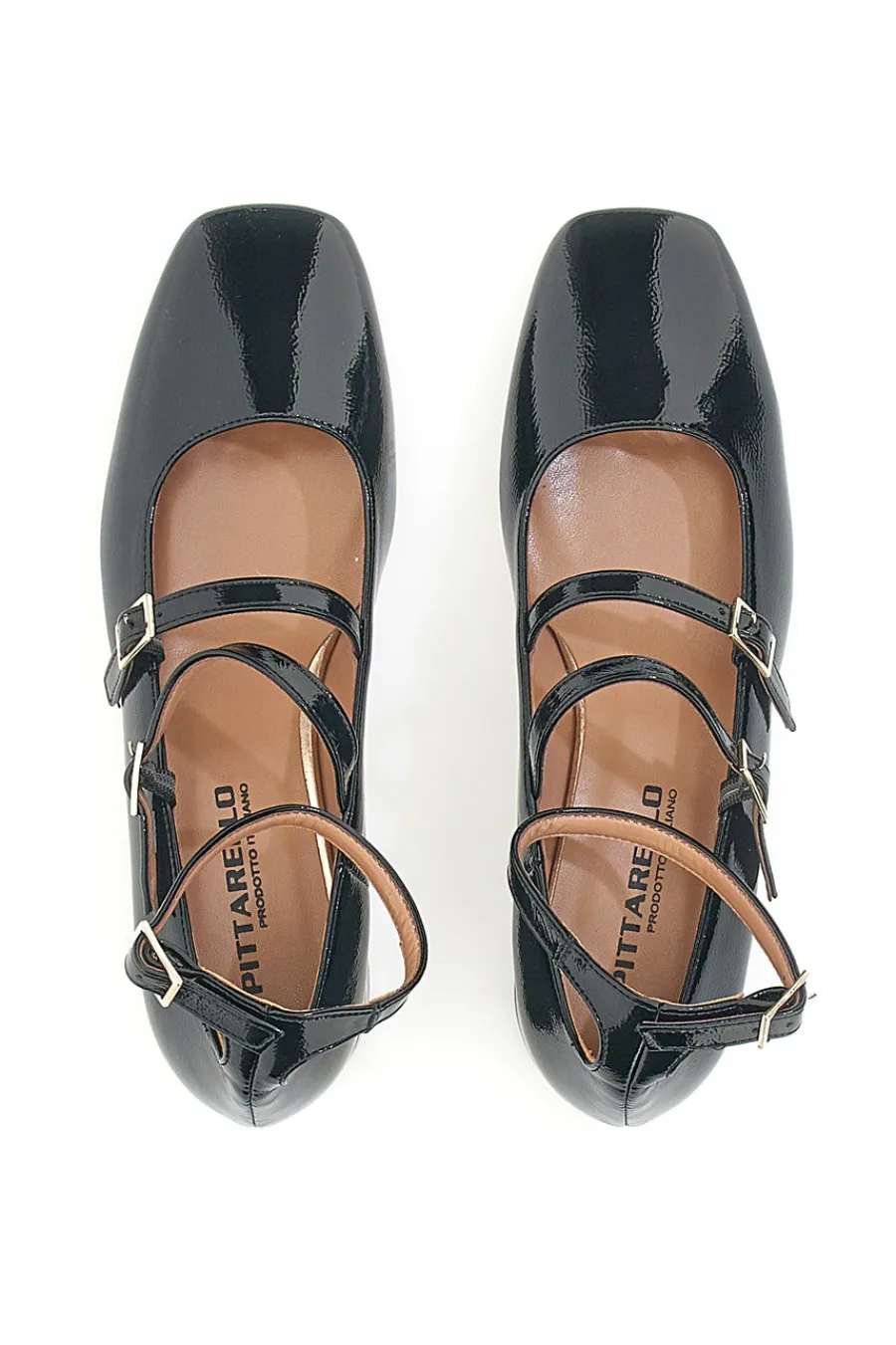 Ballerine Mary Jane Nere Con Tacco Basso C156-PITTARELLO Discount