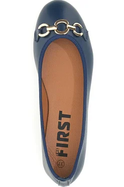Ballerine Navy con Fibbia Decorativa Oro IDE172-THE FIRST New