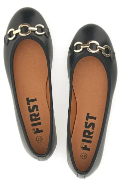 Ballerine Nere con Fibbia Decorativa Oro IDE172-THE FIRST Sale
