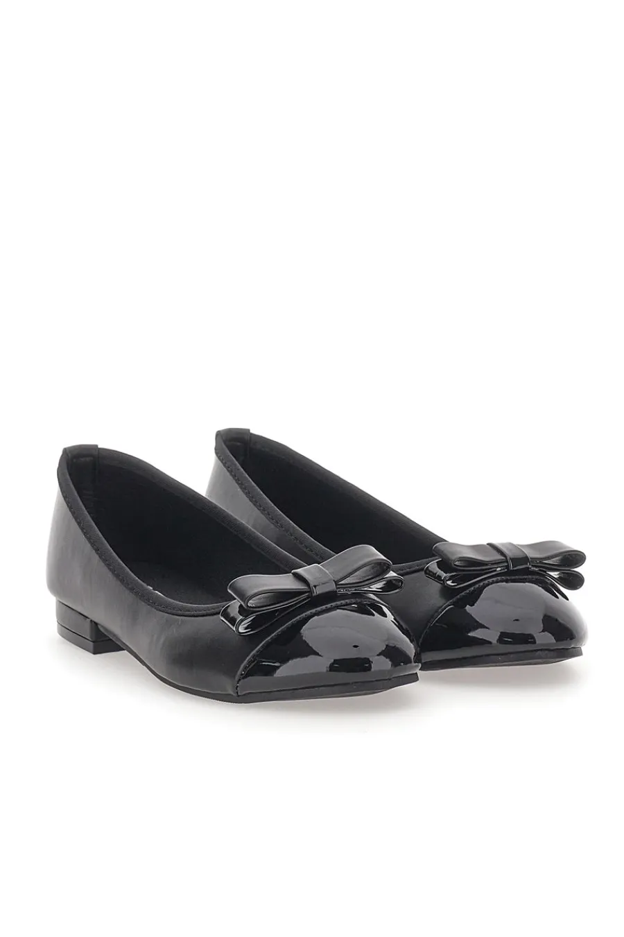 Ballerine Nere con Punta Effetto Vernice e Fiocco Decorativo IDE6292-THE FIRST Sale