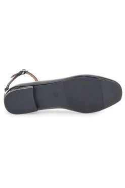 Ballerine Nere Effetto Vernice con Cinturino e Tacco Comodo IDE1075-THE FIRST Best