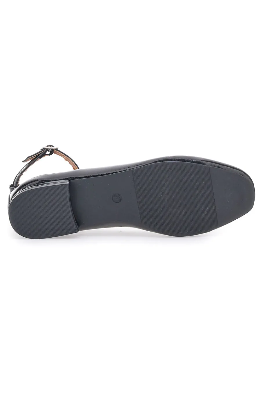 Ballerine Nere Effetto Vernice con Cinturino e Tacco Comodo IDE1075-THE FIRST Best