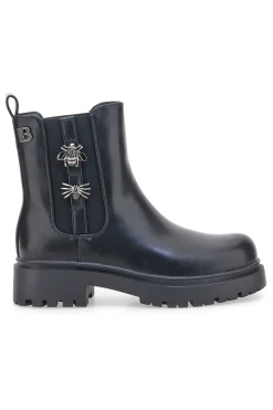 Beatles neri con elastico gioiello e suola carrarmato 9324-LAURA BIAGIOTTI Outlet