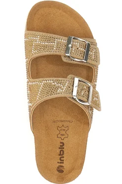 Beige Hausschuhe mit blauen Strasssteinen 37 Nm-INBLU Discount