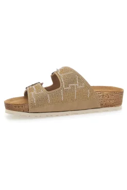 Beige Hausschuhe mit blauen Strasssteinen 37 Nm-INBLU Discount
