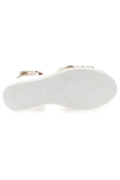 Beige Keilsandalen mit Riemen und glänzenden Details E483-ENERGY