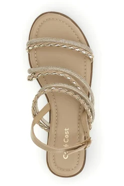 Beige Sandalen mit glänzenden Riemen Café kosten RH4-CAFE' COST