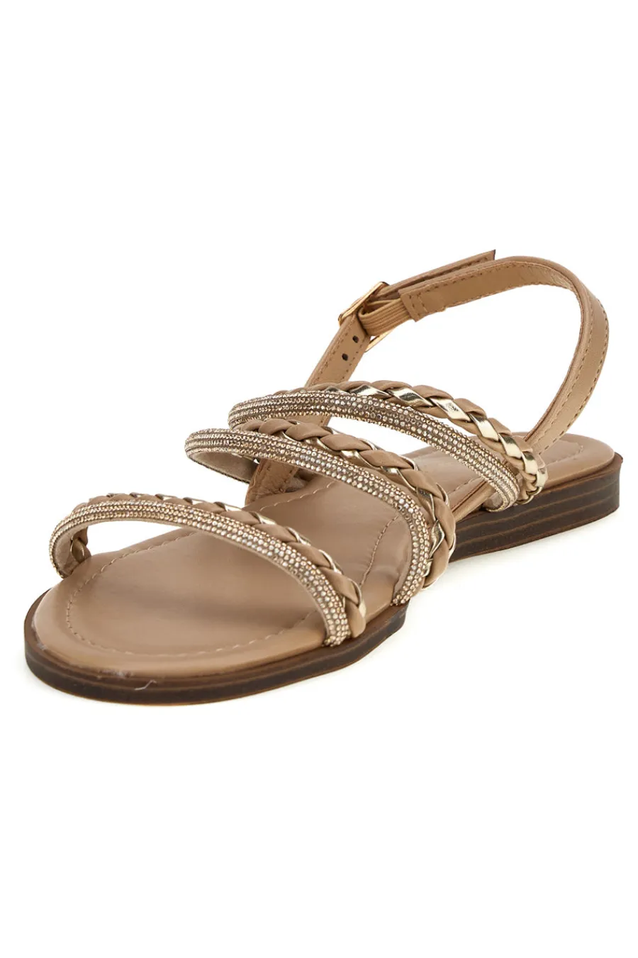 Beige Sandalen mit glänzenden Riemen Café kosten RH4-CAFE' COST