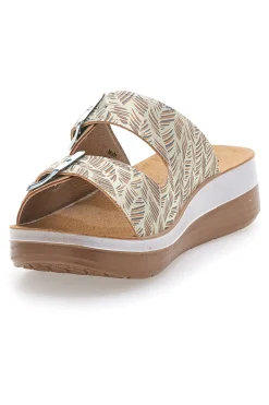 Beige Slipper mit Muster und Doppelschnalle 19 TF für Damen | Pittarello-INBLU Outlet