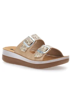 Beige Slipper mit Muster und Doppelschnalle 19 TF für Damen | Pittarello-INBLU Outlet