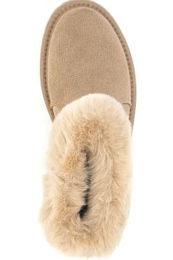 Beige Stiefeletten mit seitlichem Reißverschluss, Pelzbesatz und warmer Innenausstattung CAW759136363-CARRERA Hot
