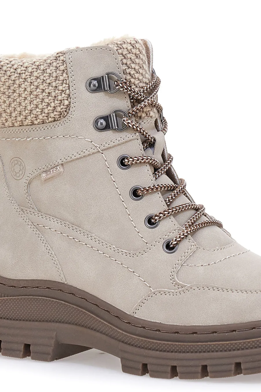 Beige Stiefeletten mit warmer Innenseite und gearbeitetem Kragen 22808B13R-RELIFE Outlet