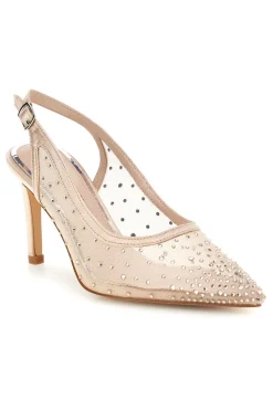 Tüll Slingback Pumps mit Strasssteinen P656-FIRST LADY Hot