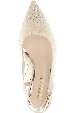 Tüll Slingback Pumps mit Strasssteinen P656-FIRST LADY Hot