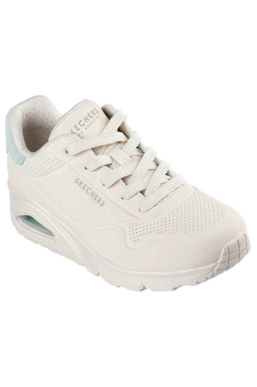 Beige Turnschuhe mit salbeigrünen Einsätzen und Skech-Air Uno Pop Back-SKECHERS Online