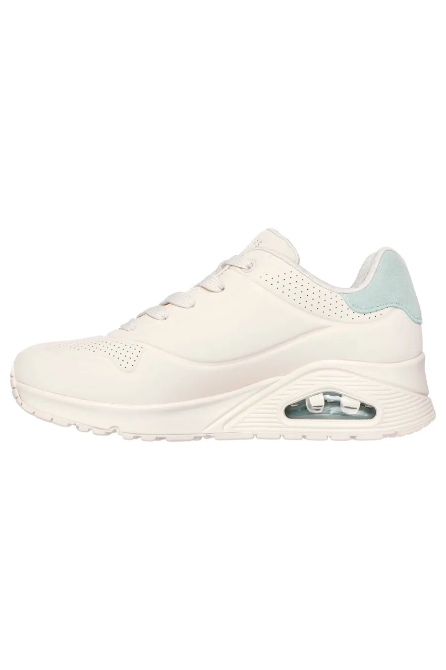 Beige Turnschuhe mit salbeigrünen Einsätzen und Skech-Air Uno Pop Back-SKECHERS Online