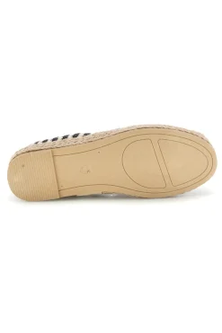 Beige und schwarz gestreifte Stoff Espadrilles p687-PRIMA RIGA Sale