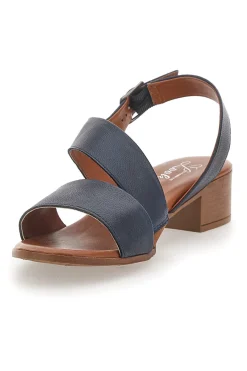 Blaue Sandalen mit niedrigem Absatz und Obermaterial aus Leder 243080-PITTARELLO LOOK Hot