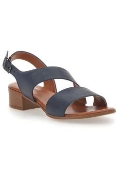 Blaue Sandalen mit niedrigem Absatz und Obermaterial aus Leder 243080-PITTARELLO LOOK Hot