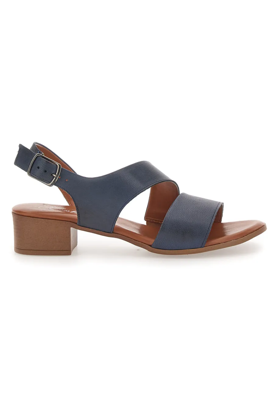 Blaue Sandalen mit niedrigem Absatz und Obermaterial aus Leder 243080-PITTARELLO LOOK Hot