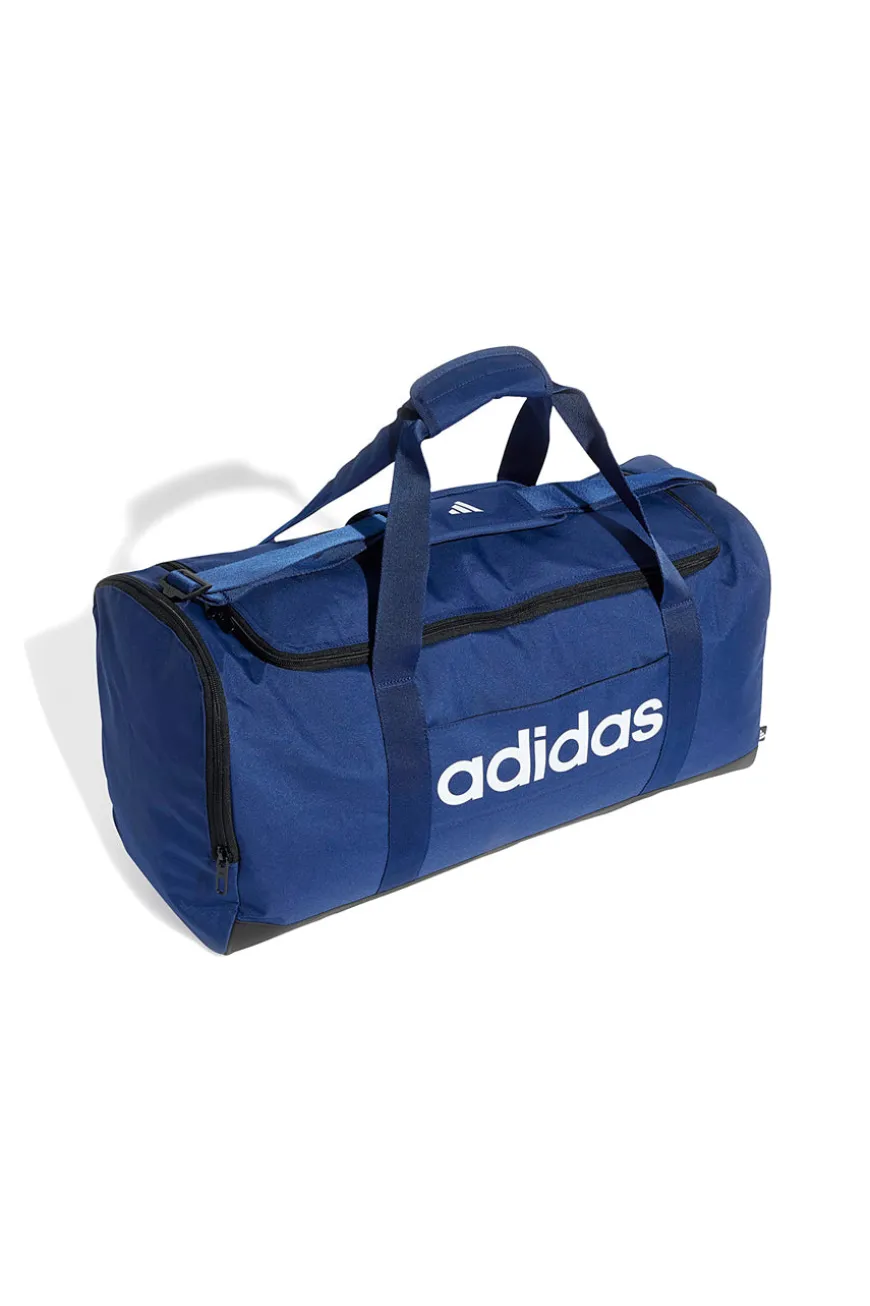 Blaue Tasche mit verstärkten Griffen und weißem Adidas-Logo IN6116