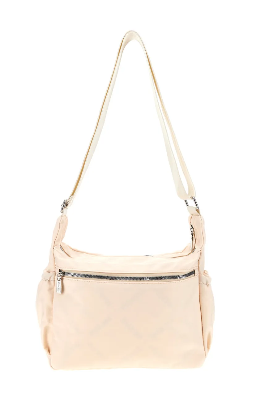Borsa beige con zip multiple e tracolla regolabile Me & me spa 2332