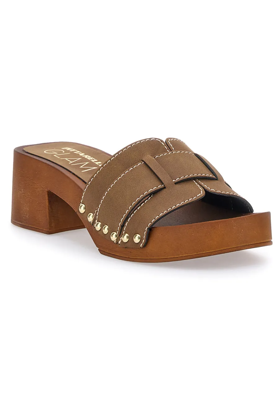 Braune Clogs-Hausschuhe mit Blockabsatz 8657-PITTARELLO Sale