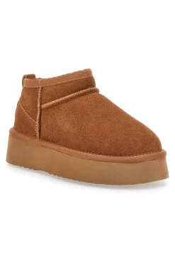 Braune Flatform-Stiefeletten aus echtem Wildleder mit Pittarello-Fell Wow 3547-WOW PITTARELLO Clearance