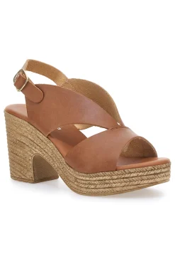 Braune sandalen mit Absatz in Bastoptik, hergestellt in Italien, 6714313-PITTARELLO Clearance