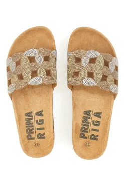 Braune Slipper mit verziertem Band 14224-PRIMA RIGA Outlet