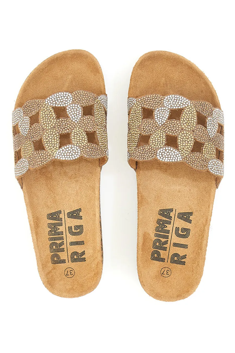 Braune Slipper mit verziertem Band 14224-PRIMA RIGA Outlet