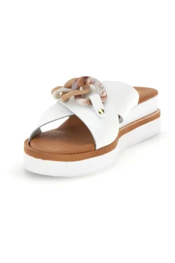 Ciabatta bianca con catena decorativa M205-PRIMA RIGA Hot