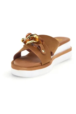 Ciabatta marrone con catena decorativa M205-PRIMA RIGA Outlet