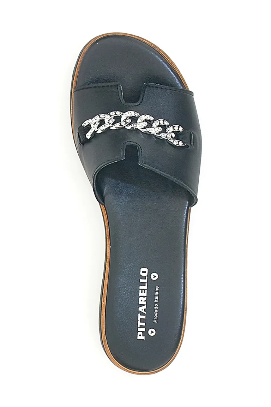 Ciabatta Nera con Fascia in Pelle e Catena Decorativa 333170811-PITTARELLO Clearance