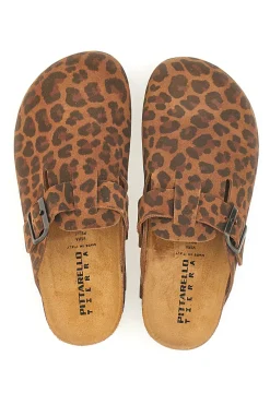 Ciabatte animalier con fibbia in vera pelle Tierra 335A013PR-PITTARELLO TIERRA