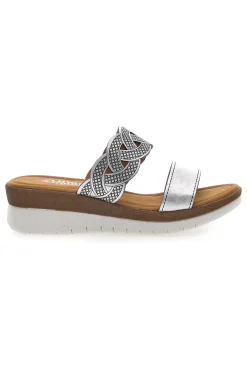 Ciabatte argento con intreccio glitter e plantare comfort 8009-LINEA COMODA Discount