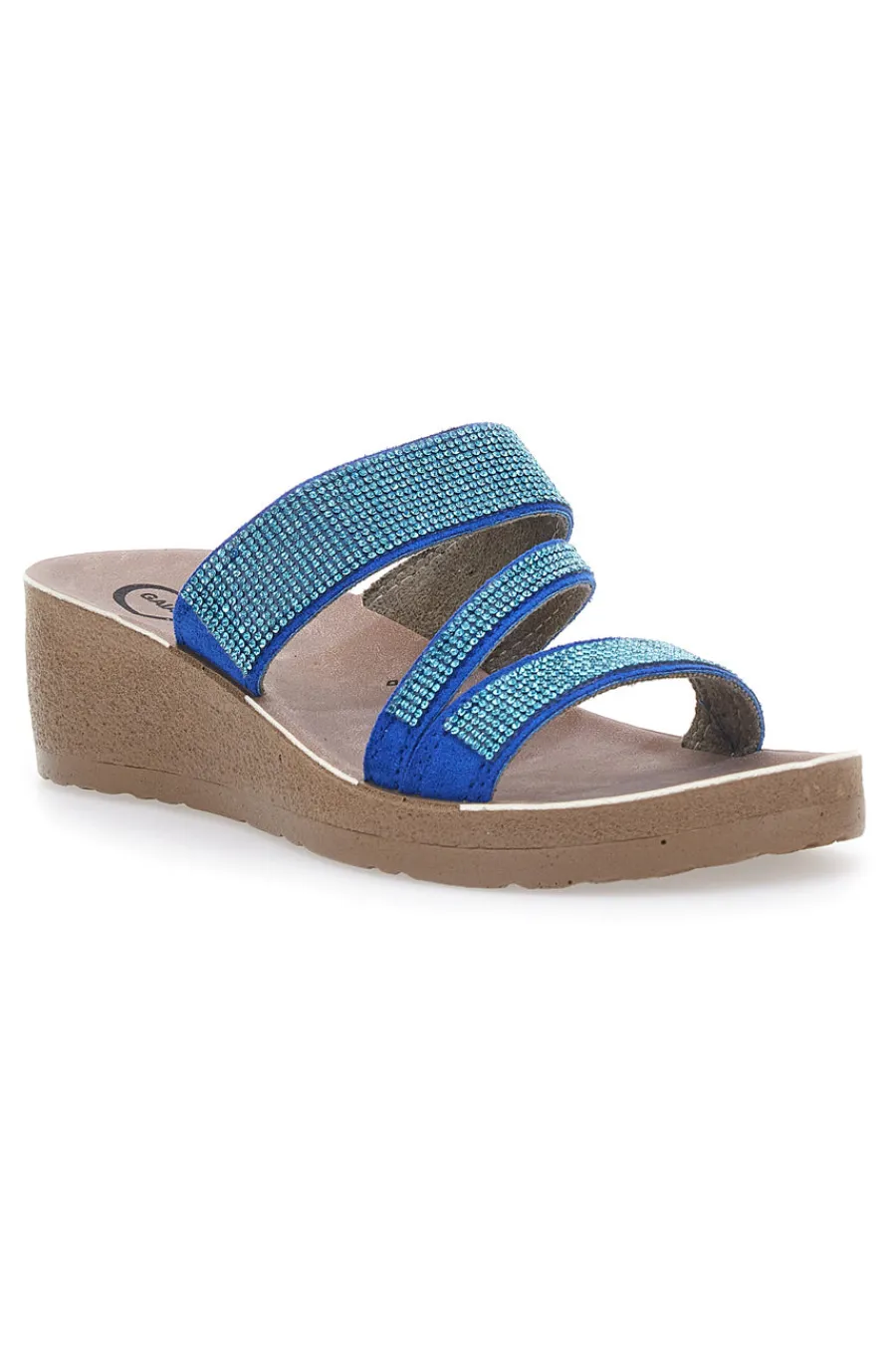 Ciabatte azzurre con zeppa glitterata G006-GAIA MANIA Discount